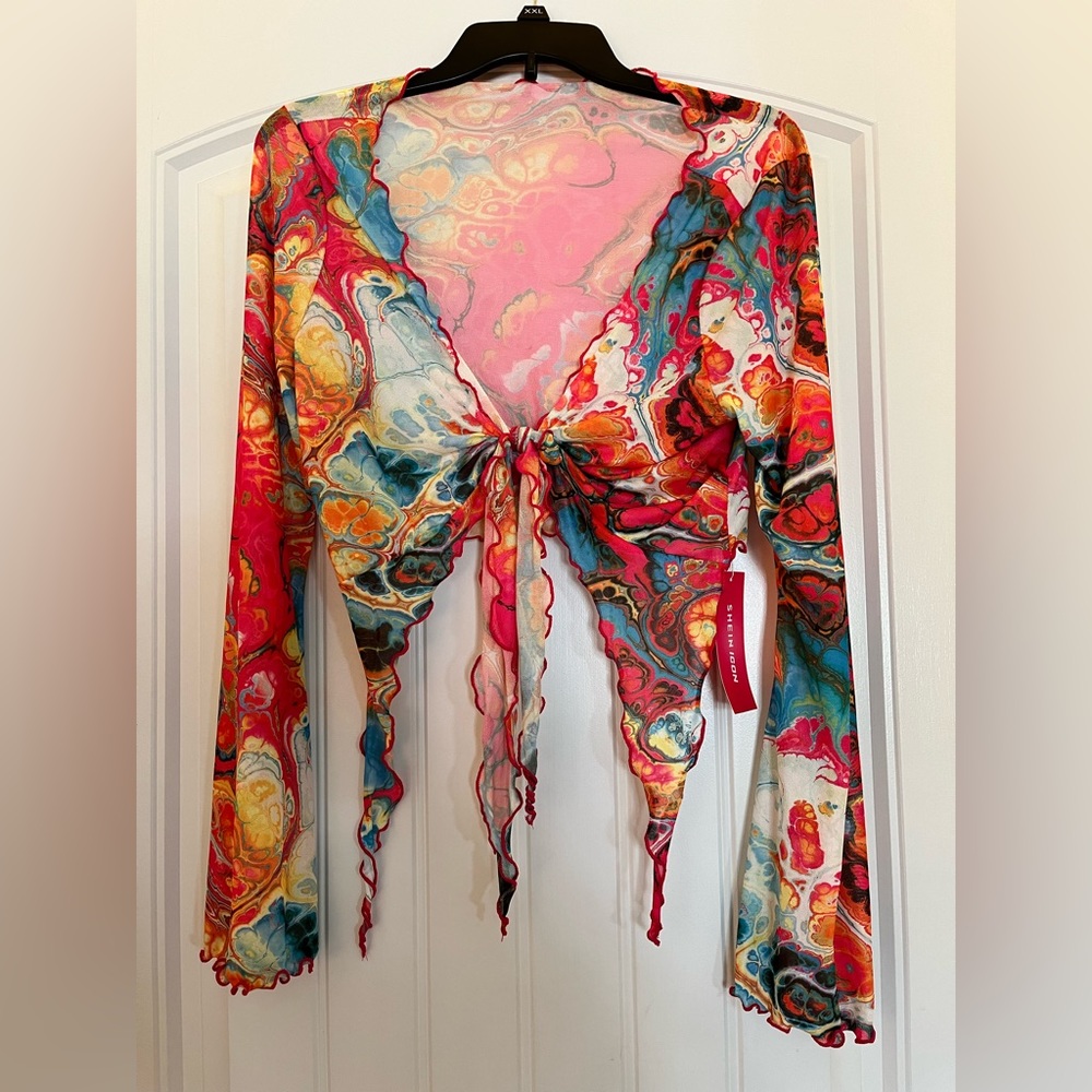 Multicolor sheer crop top